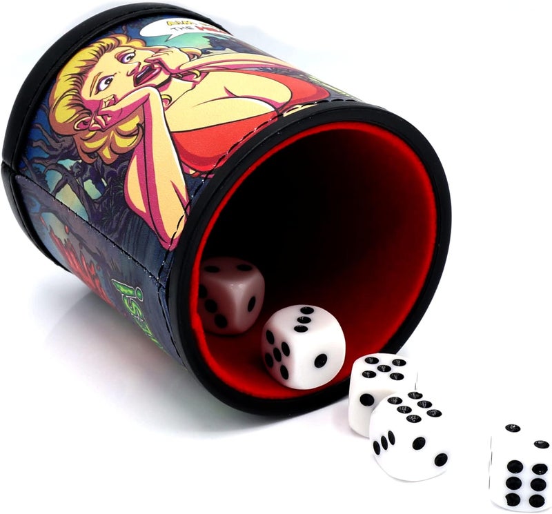 Luck Lab Zombies Dice Cup Including 5 Dice - Red Velvet Interior for Quiet Shaking - Use for Zombie Dice Liars Dice RFP Yahtzee Board Games, Black - Image 4